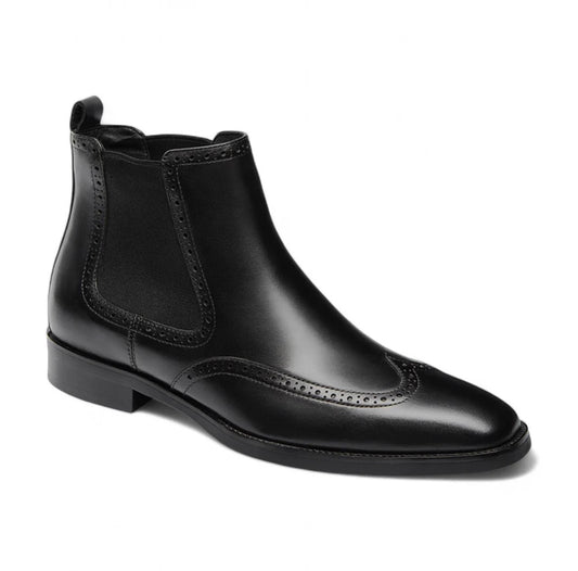 Carmine Black Leather Boots